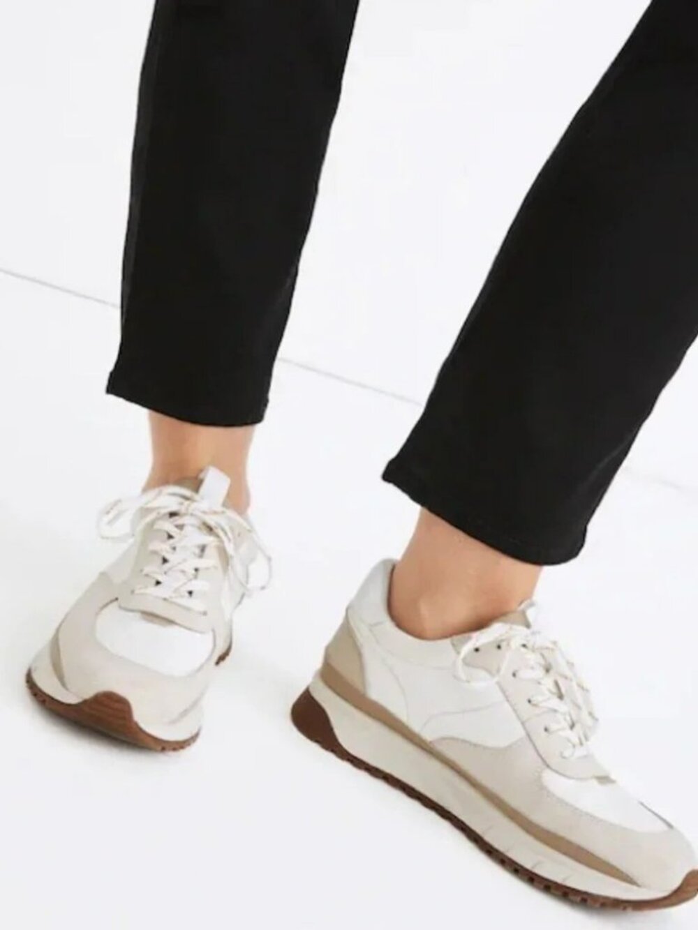 Madewell Kickoff Trainer Sneakers Shoes in Antique Cream Multi Women 9.‎5 Men 8